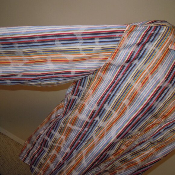 Bugatchi Uomo Men's Long Sleeve Flip Cuff Button Shirt Size XL EUC Striped Exc - Picture 1 of 8